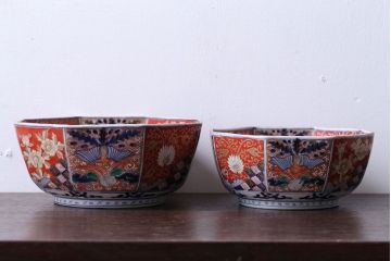 アンティーク雑貨　幕末〜明治　伊万里錦手大鉢2点(二重高台)