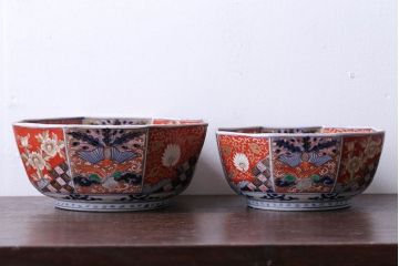 アンティーク雑貨　幕末〜明治　伊万里錦手大鉢2点(二重高台)