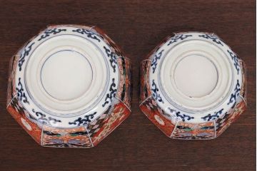 アンティーク雑貨　幕末〜明治　伊万里錦手大鉢2点(二重高台)