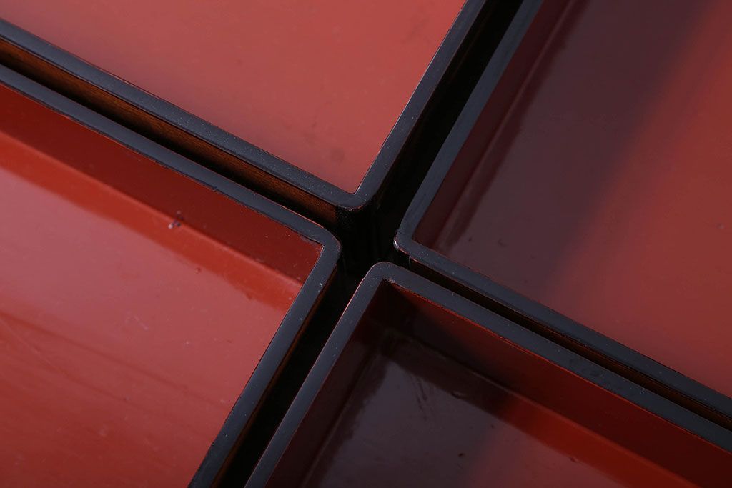 アンティーク雑貨　古民具・骨董　古い黒柿材の重箱(外箱付き)