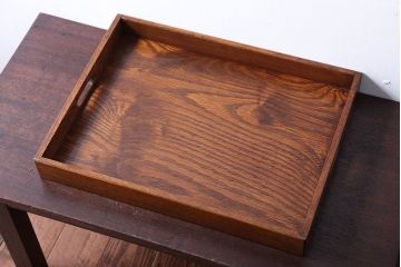 アンティーク雑貨　和製アンティーク　古い木製のレトロなトレー(お盆)(1)