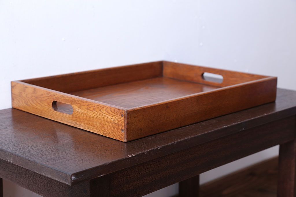 アンティーク雑貨　和製アンティーク　古い木製のレトロなトレー(お盆)(1)