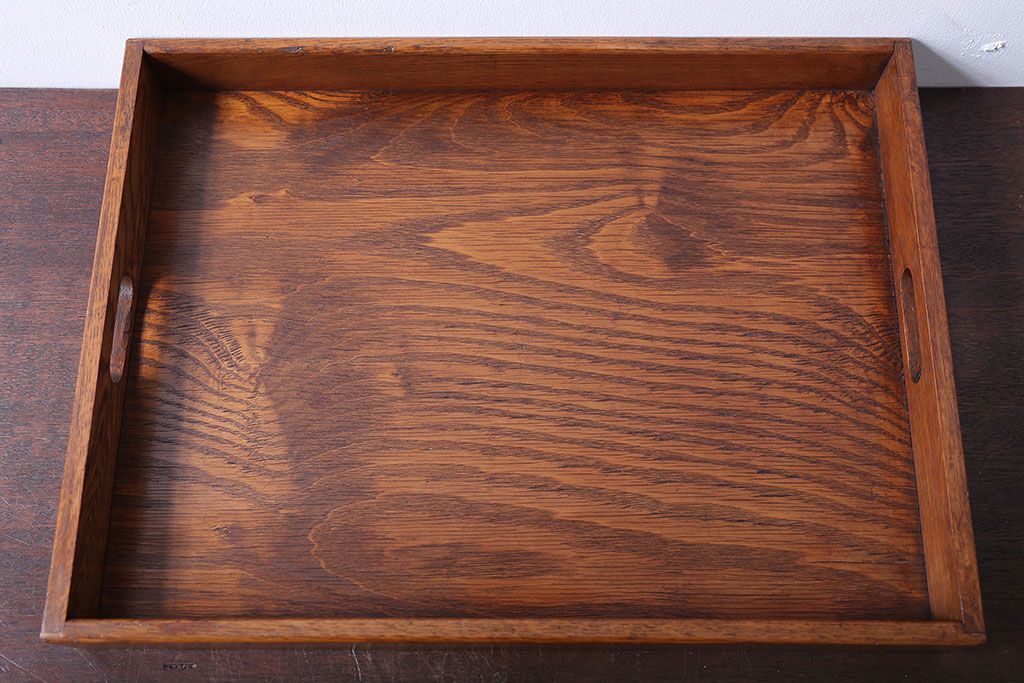 アンティーク雑貨　和製アンティーク　古い木製のレトロなトレー(お盆)(1)