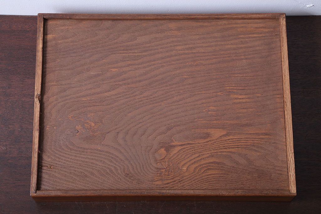 アンティーク雑貨　和製アンティーク　古い木製のレトロなトレー(お盆)(1)
