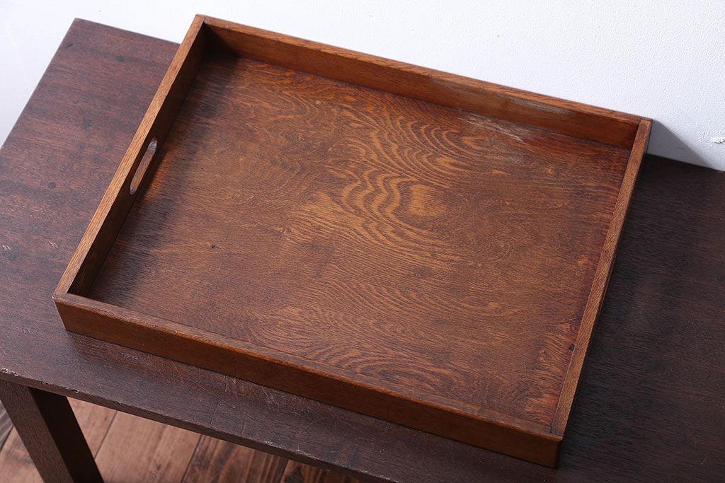 アンティーク雑貨　和製アンティーク　古い木製のレトロなトレー(お盆)(2)