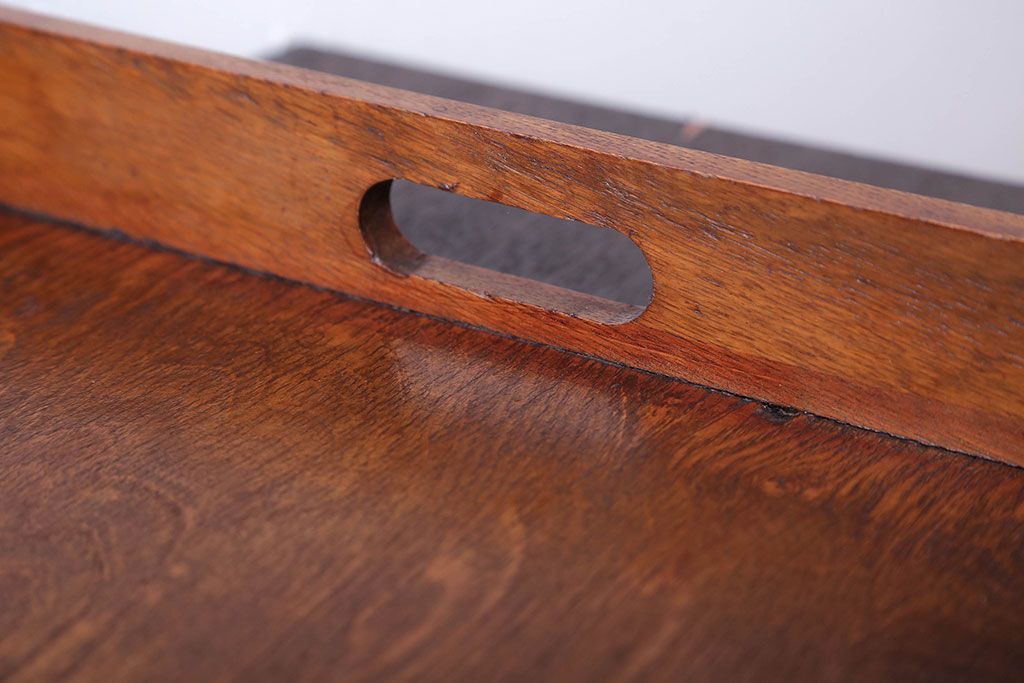 アンティーク雑貨　和製アンティーク　古い木製のレトロなトレー(お盆)(2)