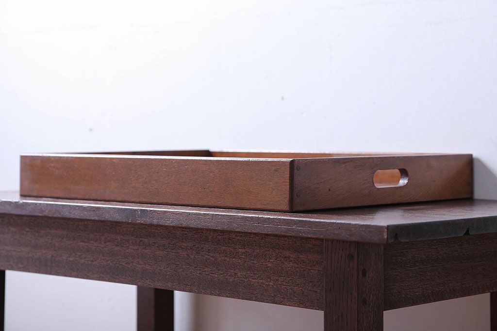 アンティーク雑貨　和製アンティーク　古い木製のレトロなトレー(お盆)(2)