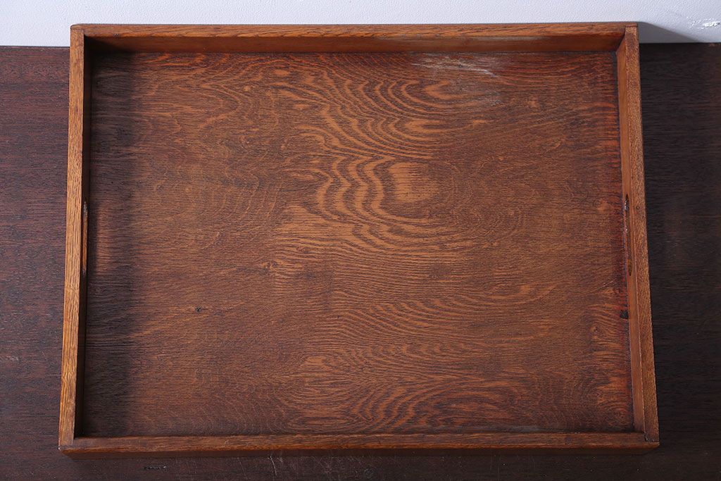 アンティーク雑貨　和製アンティーク　古い木製のレトロなトレー(お盆)(2)