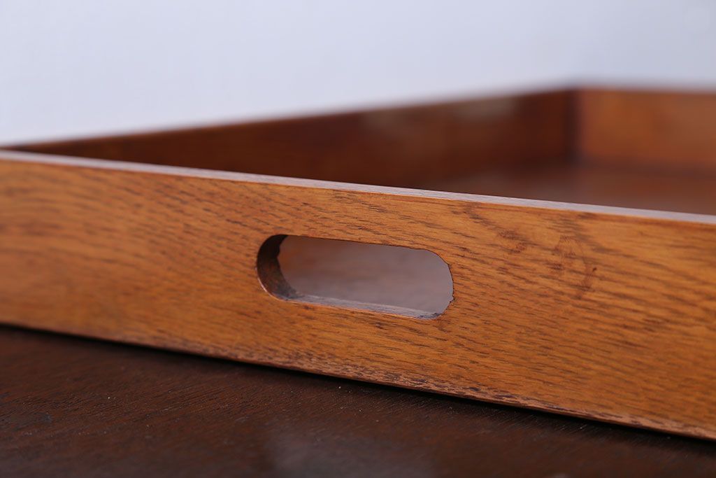 アンティーク雑貨　和製アンティーク　古い木製のレトロなトレー(お盆)(2)