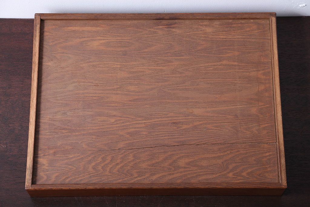 アンティーク雑貨　和製アンティーク　古い木製のレトロなトレー(お盆)(2)