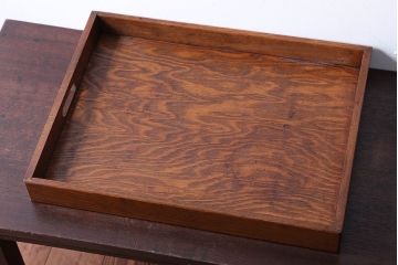 アンティーク雑貨　和製アンティーク　古い木製のレトロなトレー(お盆)(3)