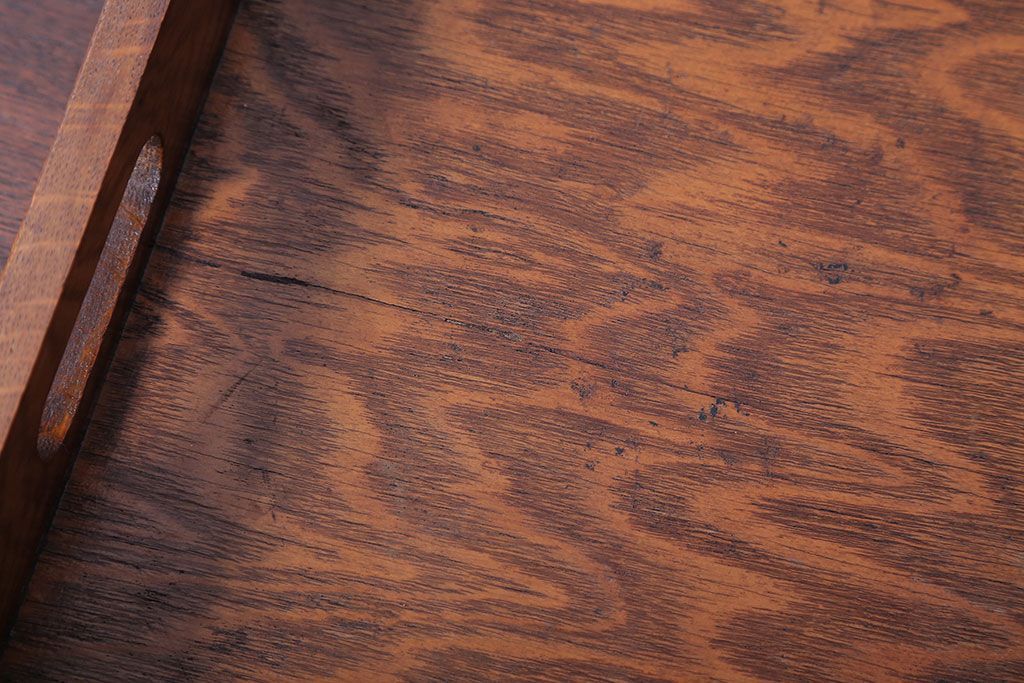 アンティーク雑貨　和製アンティーク　古い木製のレトロなトレー(お盆)(3)