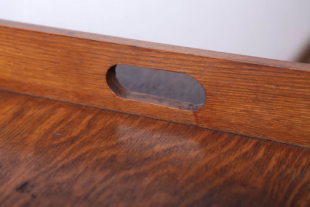 アンティーク雑貨　和製アンティーク　古い木製のレトロなトレー(お盆)(3)