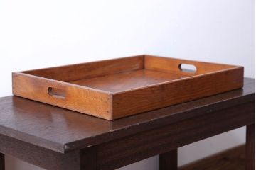 アンティーク雑貨　和製アンティーク　古い木製のレトロなトレー(お盆)(3)