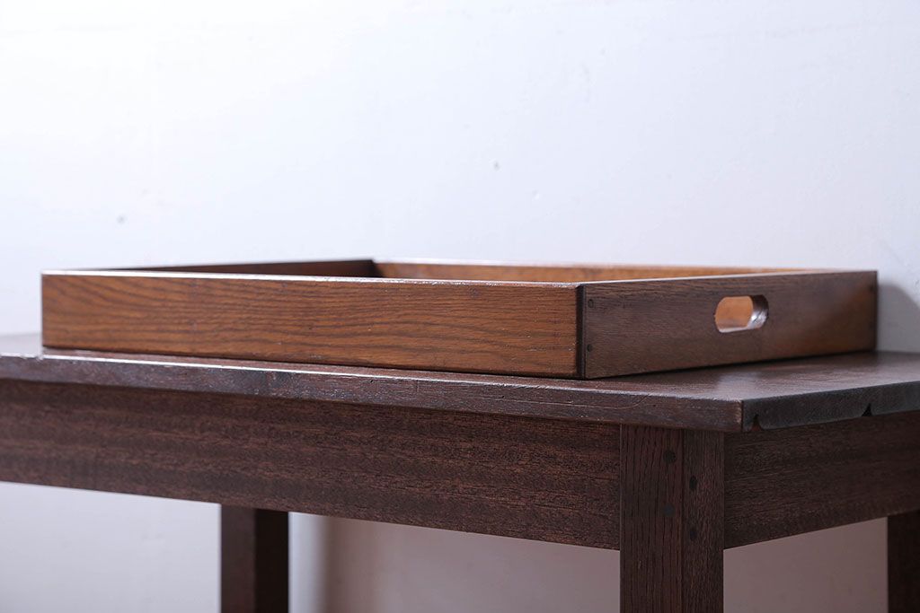 アンティーク雑貨　和製アンティーク　古い木製のレトロなトレー(お盆)(3)