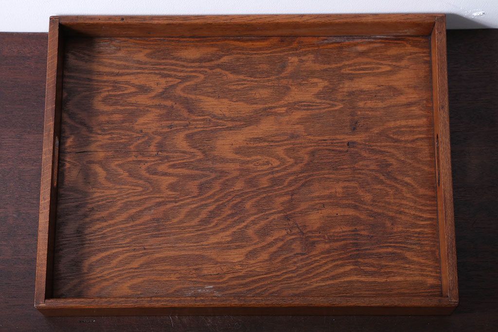 アンティーク雑貨　和製アンティーク　古い木製のレトロなトレー(お盆)(3)