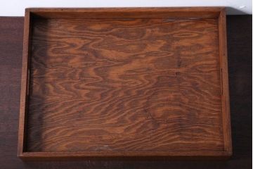 アンティーク雑貨　和製アンティーク　古い木製のレトロなトレー(お盆)(3)