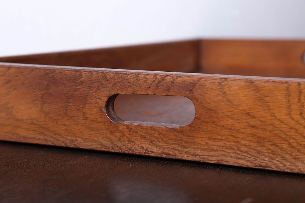 アンティーク雑貨　和製アンティーク　古い木製のレトロなトレー(お盆)(3)