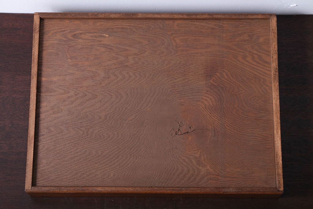 アンティーク雑貨　和製アンティーク　古い木製のレトロなトレー(お盆)(3)