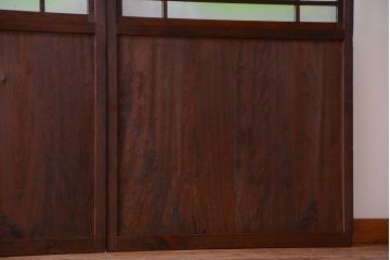 アンティーク　色ガラス入り!モダンなガラス帯戸2枚セット(1)
