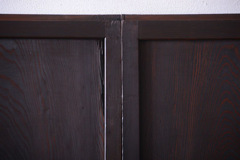 アンティーク　色ガラス入り!モダンなガラス帯戸2枚セット(2)