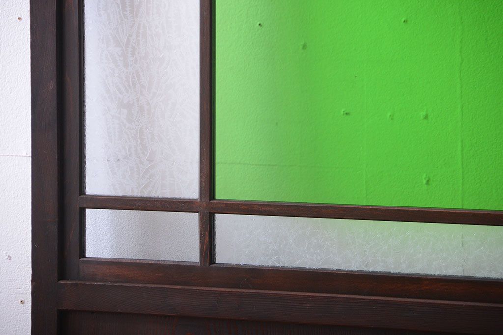 アンティーク　色ガラス入り!モダンなガラス帯戸2枚セット(2)