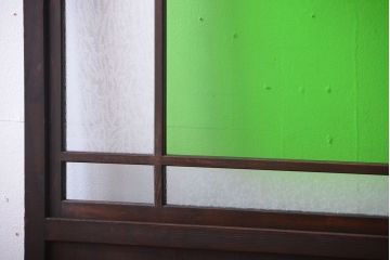 アンティーク　色ガラス入り!モダンなガラス帯戸2枚セット(2)