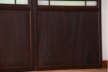 アンティーク　色ガラス入り!モダンなガラス帯戸2枚セット(2)