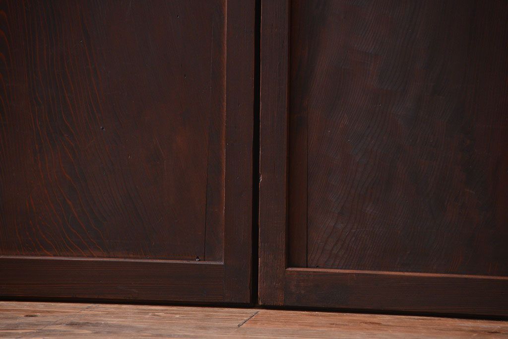 アンティーク　色ガラス入り!モダンなガラス帯戸2枚セット(2)