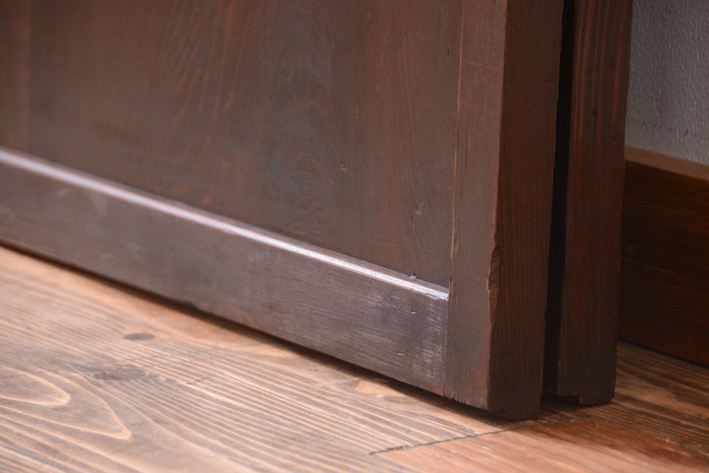 アンティーク　色ガラス入り!モダンなガラス帯戸2枚セット(2)