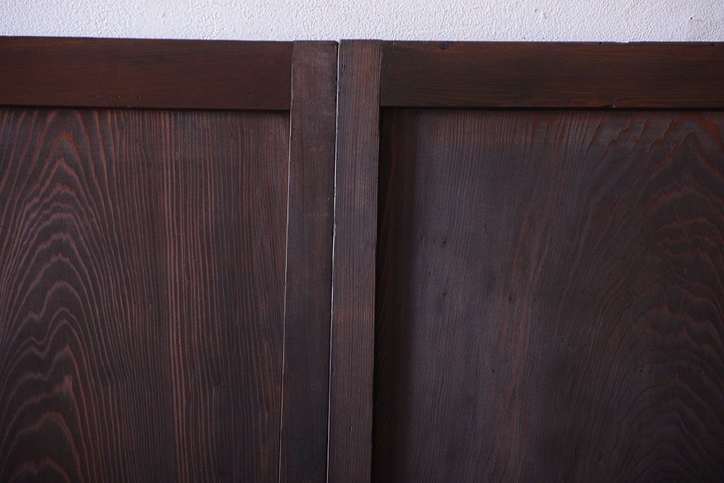 アンティーク　色ガラス入り!モダンなガラス帯戸2枚セット(2)