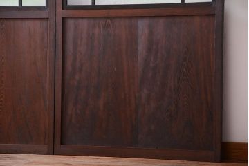 アンティーク　色ガラス入り!モダンなガラス帯戸2枚セット(2)