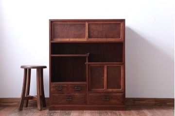 アンティーク家具　古民具・骨董　前面桑材!銅の金具の高級茶箪笥