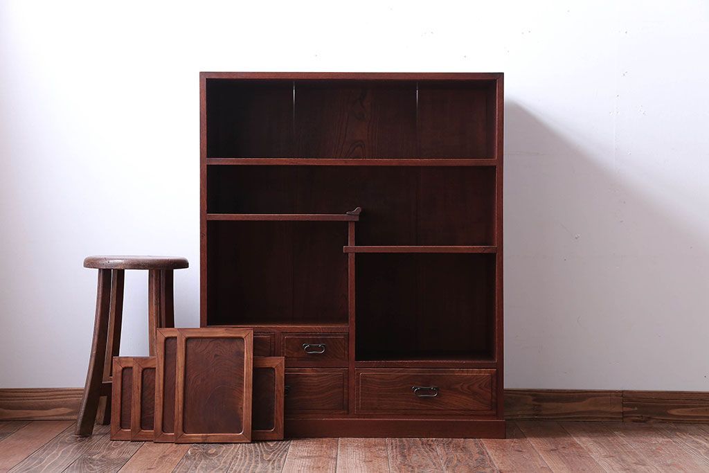 アンティーク家具　古民具・骨董　前面桑材!銅の金具の高級茶箪笥