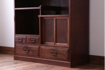 アンティーク家具　古民具・骨董　前面桑材!銅の金具の高級茶箪笥