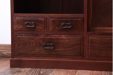 アンティーク家具　古民具・骨董　前面桑材!銅の金具の高級茶箪笥