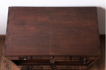 アンティーク家具　古民具・骨董　前面桑材、天板・側面エンジュ材、内部桐材!銅の金具の最高級小箪笥(桐箪笥、桐たんす)