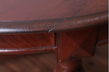 アンティーク家具　和製アンティーク　総欅材の古い洋館で使われていた高級オーバルテーブル(楕円形テーブル)
