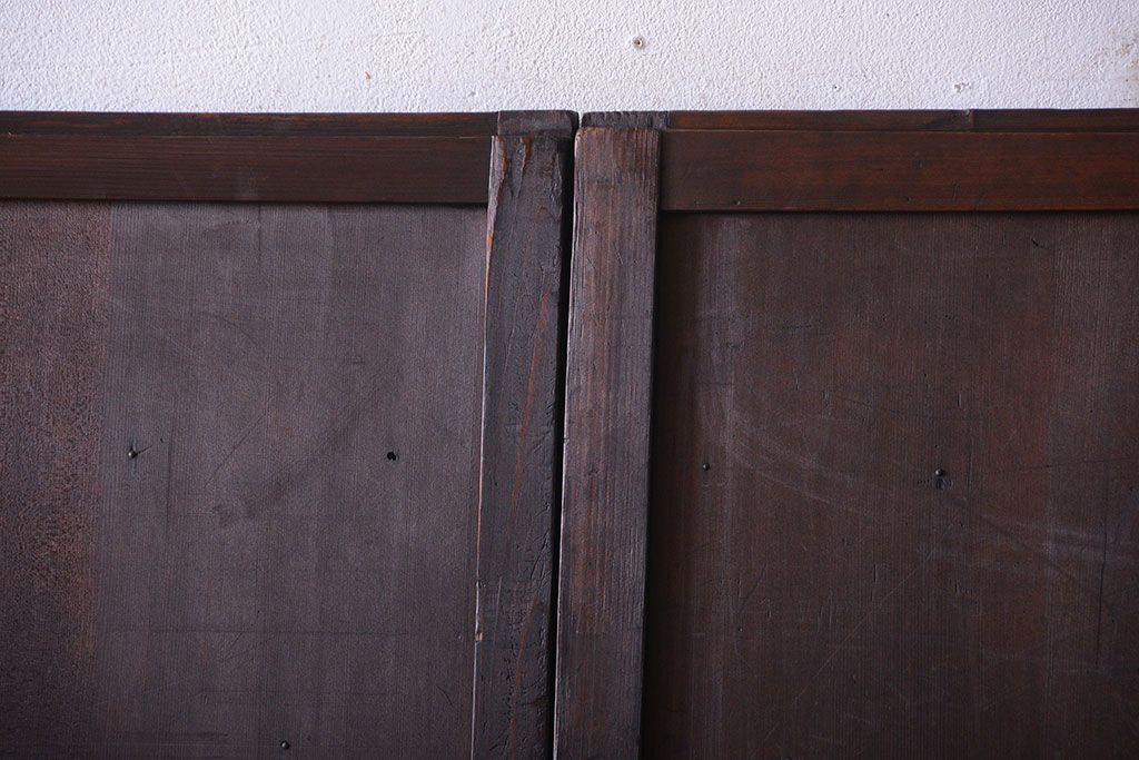 古民具・骨董　古い木製のアンティーク舞良戸2枚セット