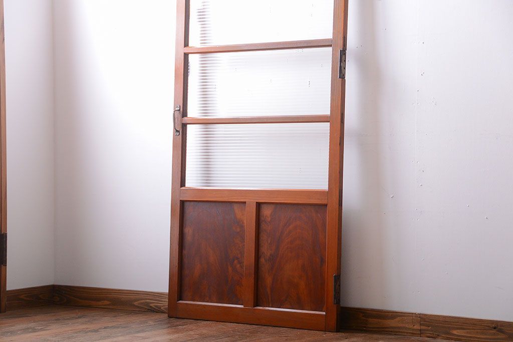 和製アンティーク　背の高いモールガラス入りドア