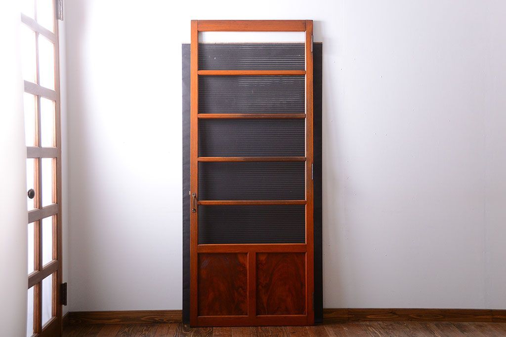 和製アンティーク　背の高いモールガラス入りドア