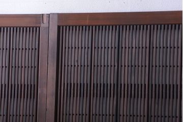古民具・骨董　裏障子付き!腰板欅材のダイヤガラス入り格子戸4枚セット