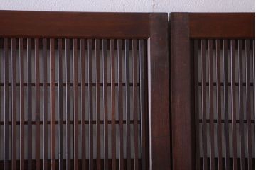 古民具・骨董　裏障子付き!腰板欅材のダイヤガラス入り格子戸4枚セット