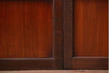 古民具・骨董　裏障子付き!腰板欅材のダイヤガラス入り格子戸4枚セット
