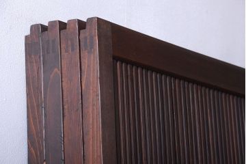 古民具・骨董　裏障子付き!腰板欅材のダイヤガラス入り格子戸4枚セット