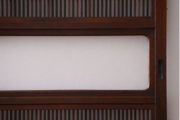 古民具・骨董　裏障子付き!腰板欅材のダイヤガラス入り格子戸4枚セット