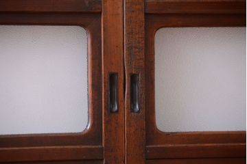 古民具・骨董　裏障子付き!腰板欅材のダイヤガラス入り格子戸4枚セット