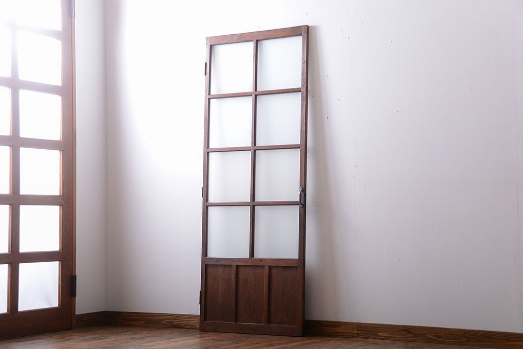 和製アンティーク　古い木製のすりガラス入りドア