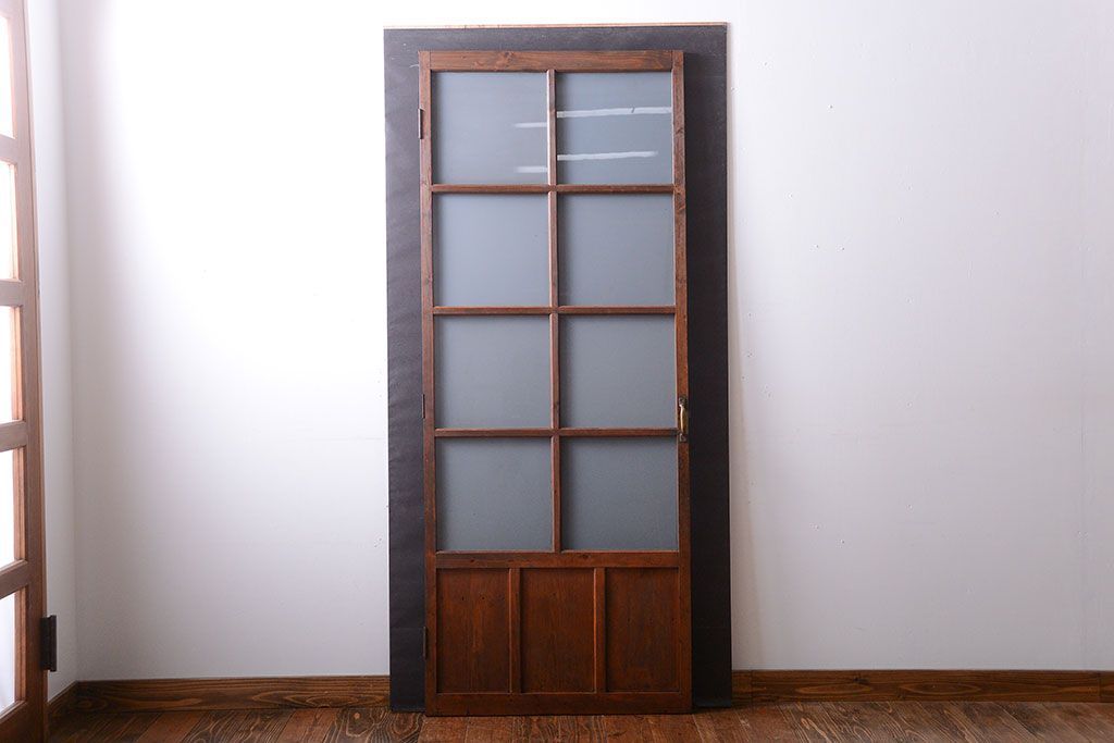 和製アンティーク　古い木製のすりガラス入りドア