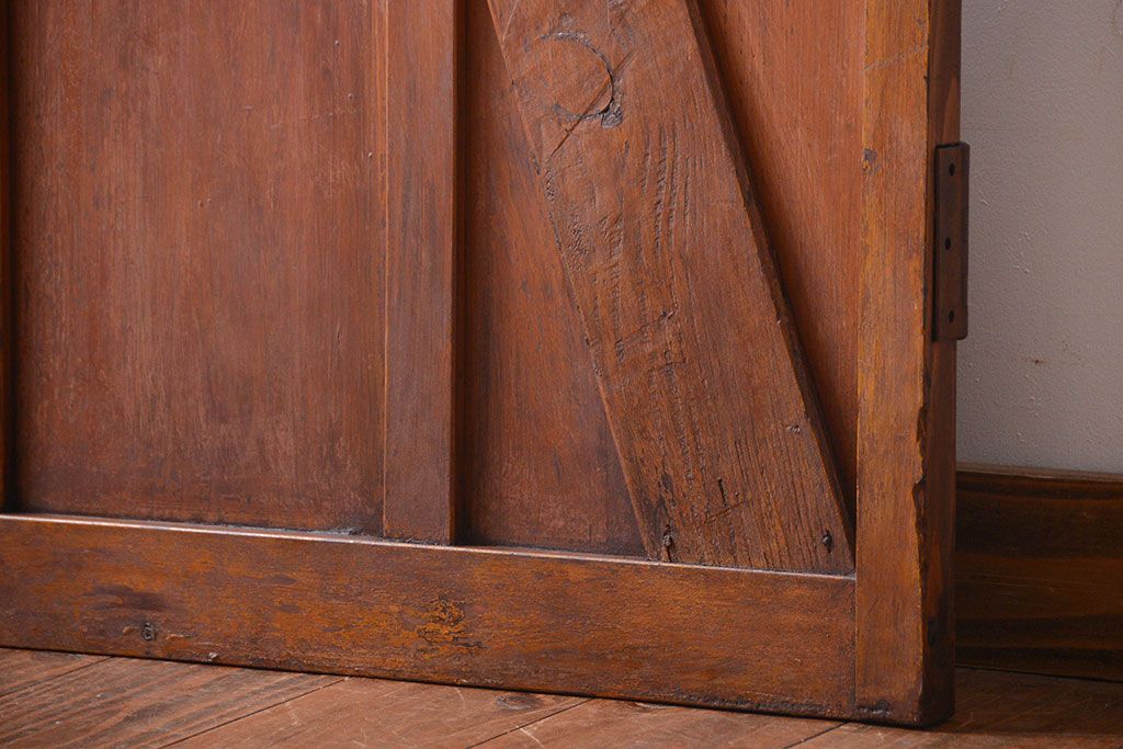 和製アンティーク　古い木製のすりガラス入りドア